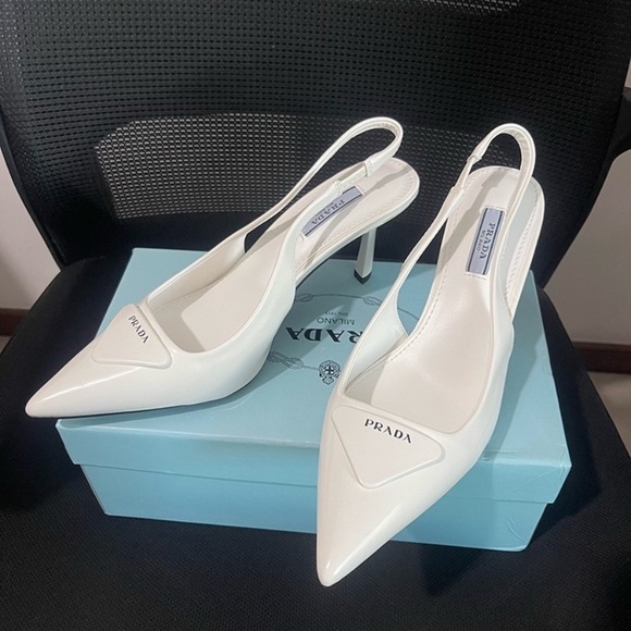 Prada White Slingback Heels - Picture 1 of 6